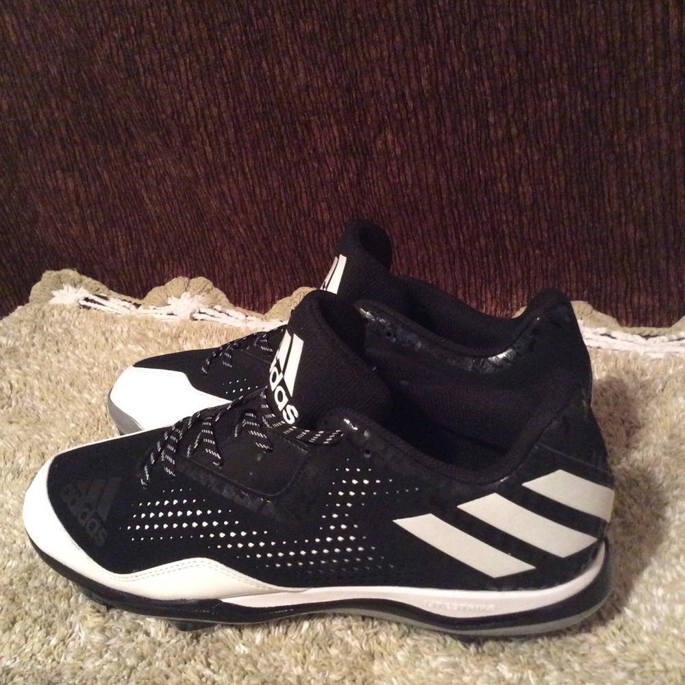 Adidas LiteStrike Black/Silver Baseball Cleats 13